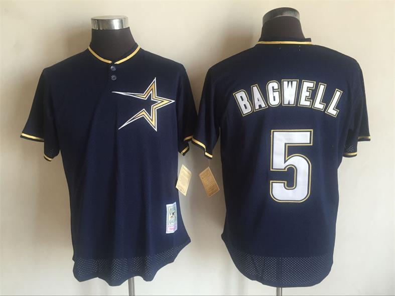 Houston Astros #5 Jeff Bagwell Mitchell And Ness Navy Blue 1997 Throwback Stitched Jersey