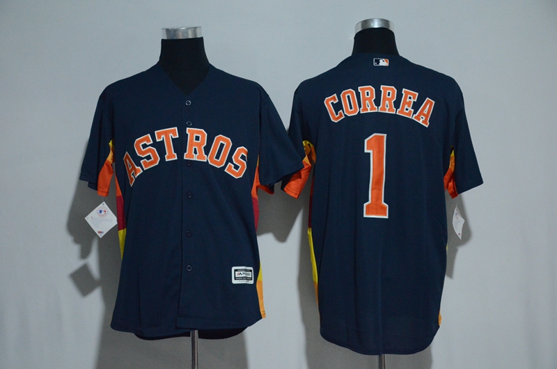 Houston Astros #1 Carlos Correa Majestic Navy Alternate Cool Base Stitched Jersey