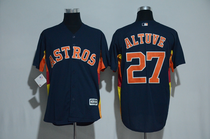 Houston Astros #27 Jose Altuve Majestic Navy Alternate Cool Base Stitched Jersey