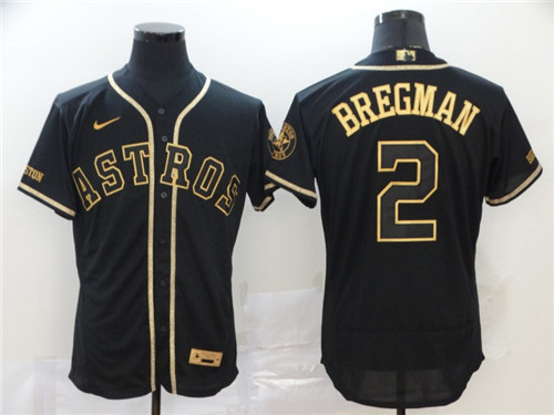 Houston Astros #2 Alex Bregman 2020 Blak Golden Flex Base Stitched Jersey
