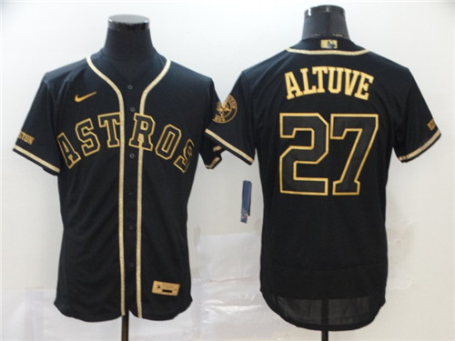 Houston Astros #27 Jose Altuve 2020 Black Golden Flex Base Stitched Jersey