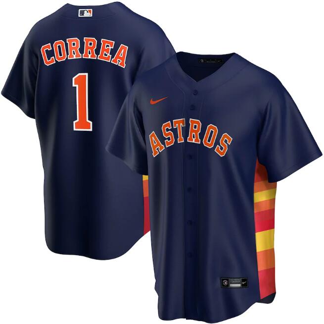 Houston Astros Navy #1 Carlos Correa Cool Base Stitched Jersey