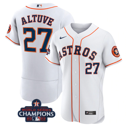 Houston Astros #27 Jose Altuve White 2022 World Series Champions Flex Base Stitched Baseball Jersey