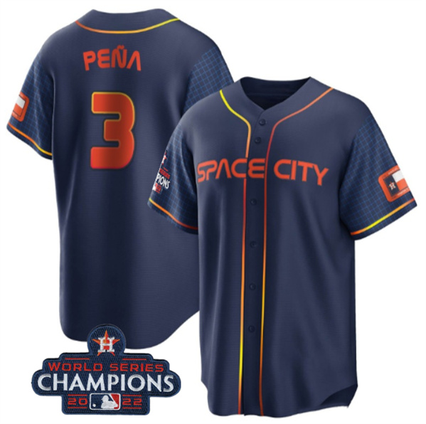 Houston Astros #3 Jeremy Pena Navy 2022 World Series Champions City Connect Stitched Baseball Jersey