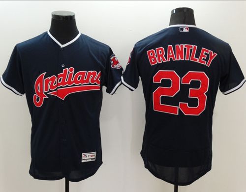 Indians #23 Michael Brantley Navy Blue Flexbase Authentic Collection Stitched Jersey