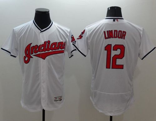 Indians #12 Francisco Lindor White Flexbase Authentic Collection Stitched Jersey