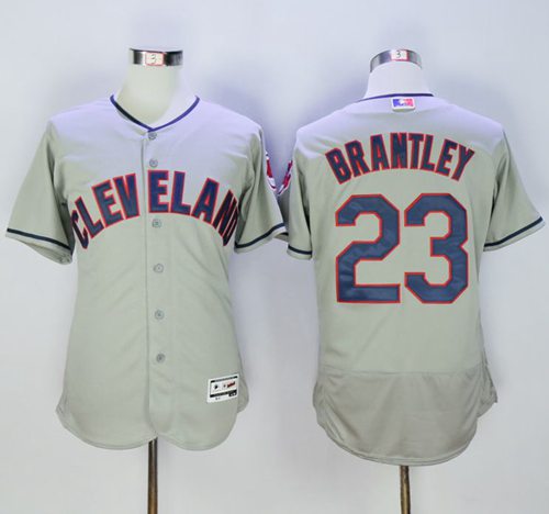 Indians #23 Michael Brantley Grey Flexbase Authentic Collection Stitched Jersey