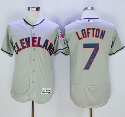 Indians #7 Kenny Lofton Grey Flexbase Authentic Collection Stitched Jersey