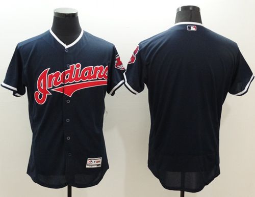 Indians Blank Navy Blue Flexbase Authentic Collection Stitched Jersey