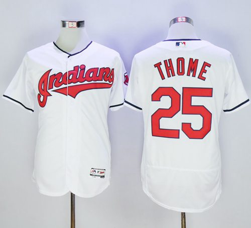 Indians #25 Jim Thome White Flexbase Authentic Collection Stitched Jersey