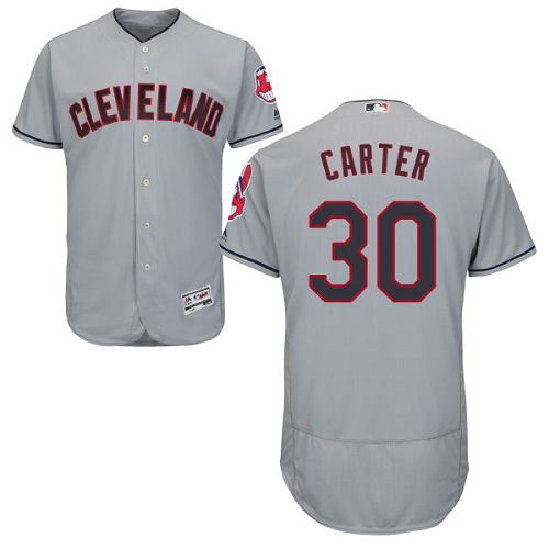 Indians #30 Joe Carter Grey Flexbase Authentic Collection Stitched Jersey