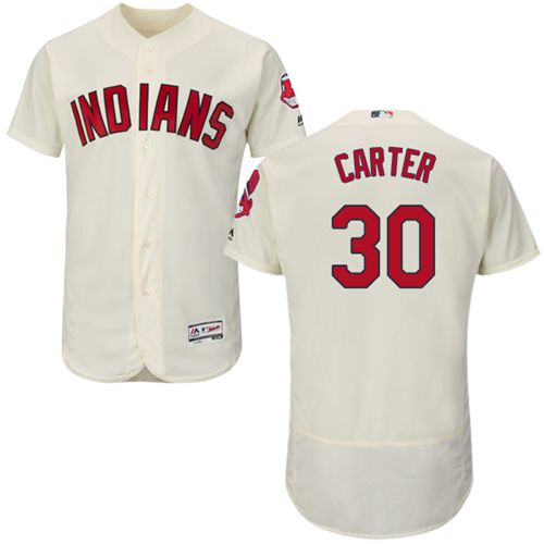 Indians #30 Joe Carter Cream Flexbase Authentic Collection Stitched Jersey