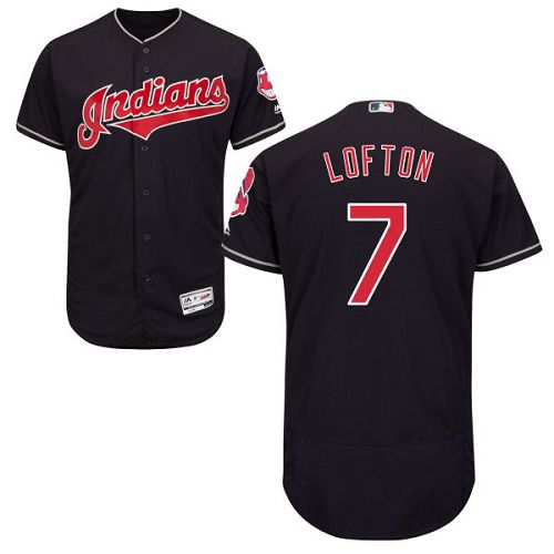 Indians #7 Kenny Lofton Navy Blue Flexbase Authentic Collection Stitched Jersey