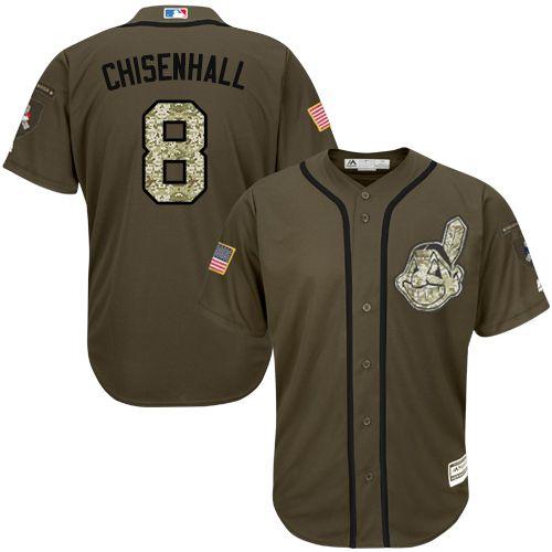 Indians #8 Lonnie Chisenhall Green Salute To Service Stitched Jersey