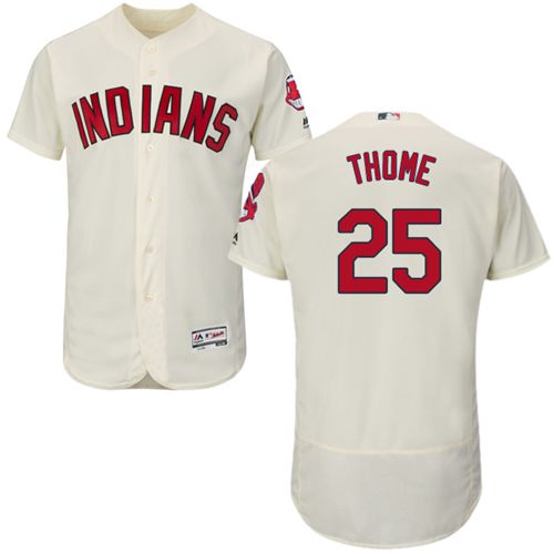 Indians #25 Jim Thome Cream Flexbase Authentic Collection Stitched Jersey