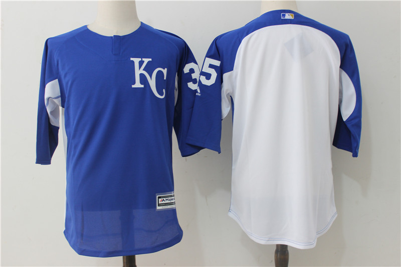 Kansas City Royals #35 Eric Hosmer Royal White Authentic Collection On-Field 3/4 Sleeve Batting Practice Stitched Jersey