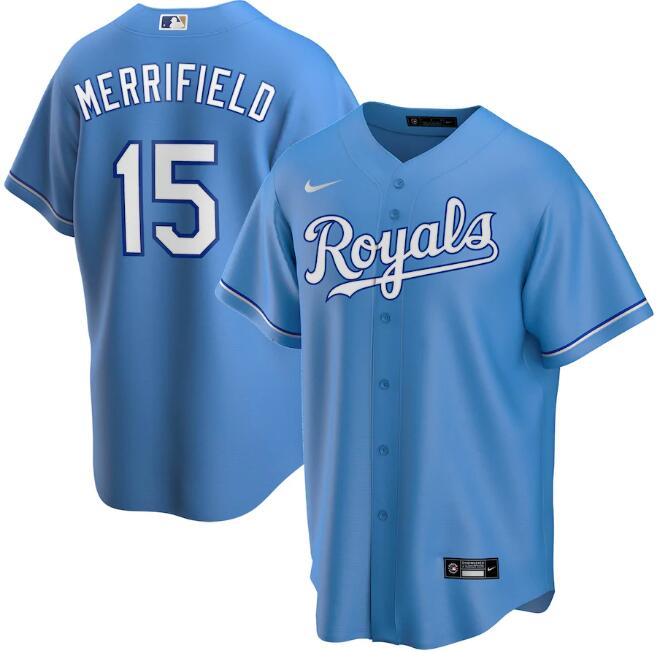 Kansas City Royals Blue #15 Whit Merrifield Cool Base Stitched Jersey