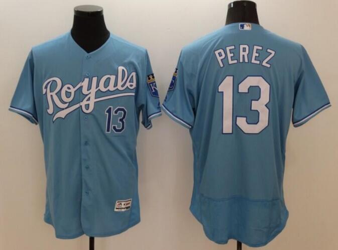 Kansas City Royals Blue #13 Salvador Perez Flex Base Stitched Jersey