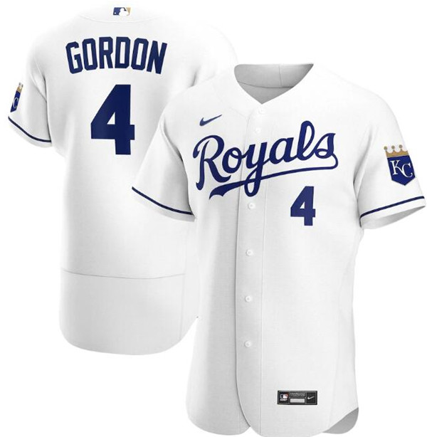 Kansas City Royals White #4 Alex Gordon Flex Base Stitched Jersey