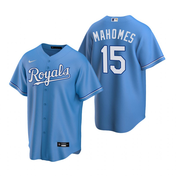Kansas City Royals Light Blue #15 Patrick Mahomes Stitched Jersey
