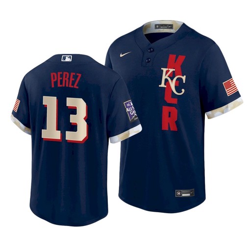 Kansas City Royals #13 Salvador Perez 2021 Navy All-Star Cool Base Stitched Jersey