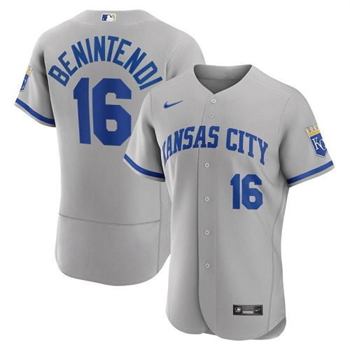 Kansas City Royals #16 Andrew Benintendi Grey Flex Base Stitched Jersey