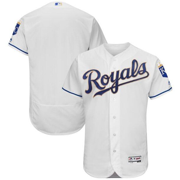 Kansas City Royals Blank White Gold Flex Base Stitched Jersey