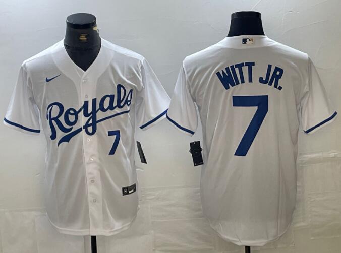 Kansas City Royals #7 Bobby Witt Jr. White Cool Base Stitched Jersey