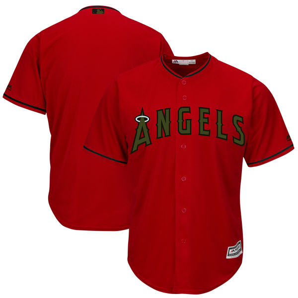 Los Angeles Angels Blank Red 2018 Memorial Day Cool Base Stitched Jersey