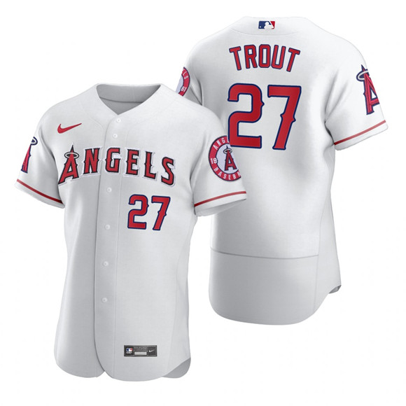 Los Angeles Angels #27 Mike Trout 2020 White Cool Base Stitched Jersey