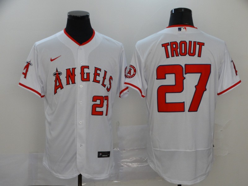 Los Angeles Angels #27 Mike Trout 2020 White Flex Base Stitched Jersey