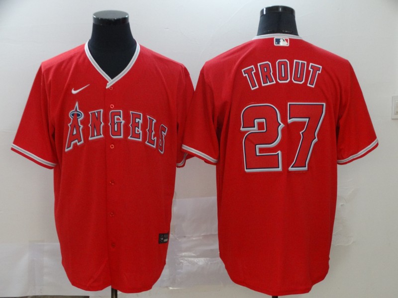Los Angeles Angels #27 Mike Trout 2020 Red Cool Base Stitched Jersey