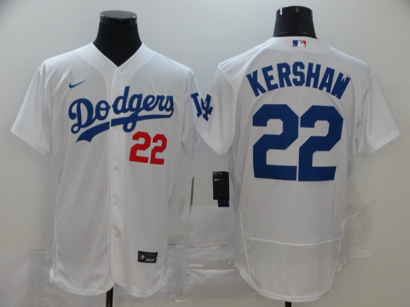 Los Angeles Dodgers #22 Clayton Kershaw White Flex Base Stitched Jersey