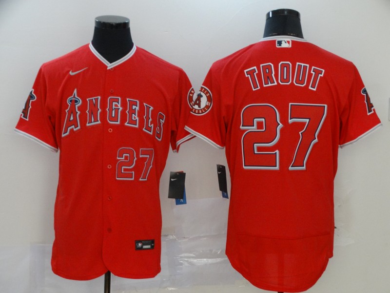Los Angeles Angels #27 Mike Trout Red Flex Base Stitched Jersey