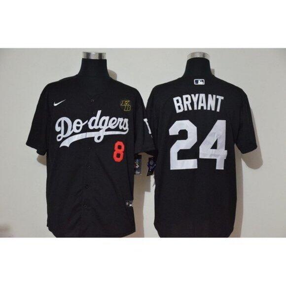 Los Angeles Dodgers Front #8 Back #24 Kobe Bryant Black 2020 KB Patch Cool Base Stitched Jersey