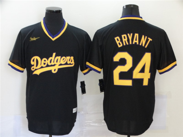 Los Angeles Dodgers #24 Kobe Bryant Black KB Patch Cool Base Stitched Jersey