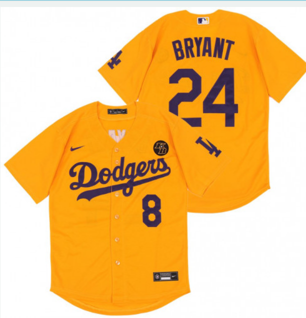 Los Angeles Dodgers Gold #8 #24 Kobe Bryant KB Patch Stitched Jersey