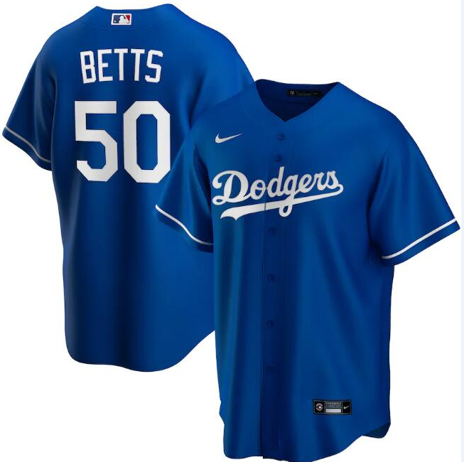 Los Angeles Dodgers Blue #50 Mookie Betts Cool Base Stitched Jersey