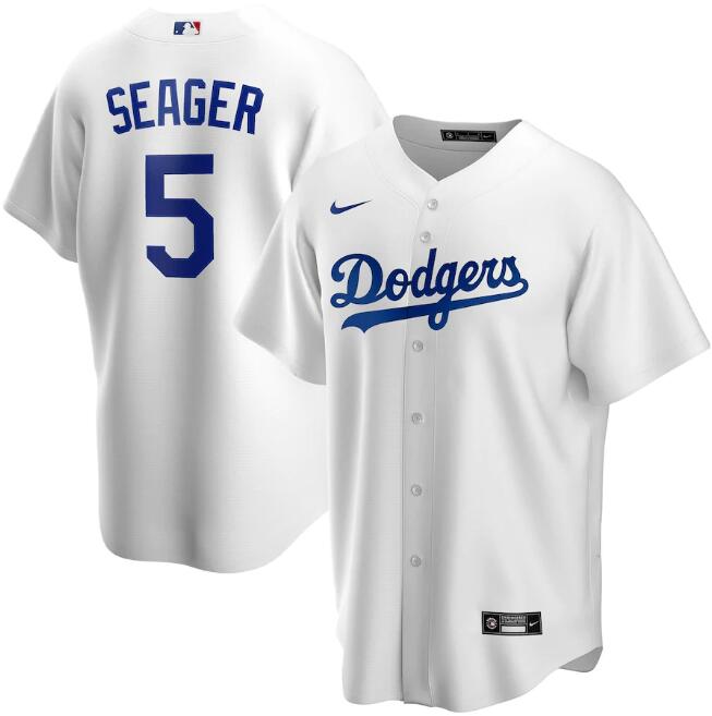 Los Angeles Dodgers White #5 Corey Seager Cool Base Stitched Jersey