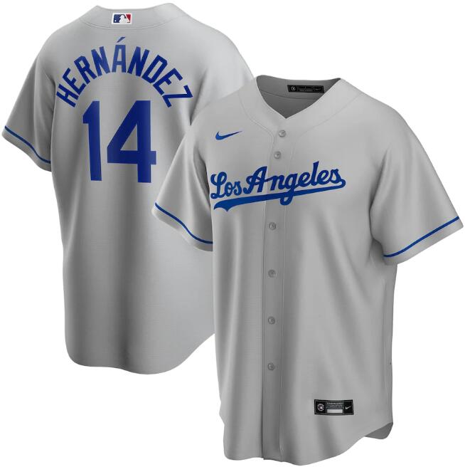 Los Angeles Dodgers Grey #14 Kiké Hernández Cool Base Stitched Jersey