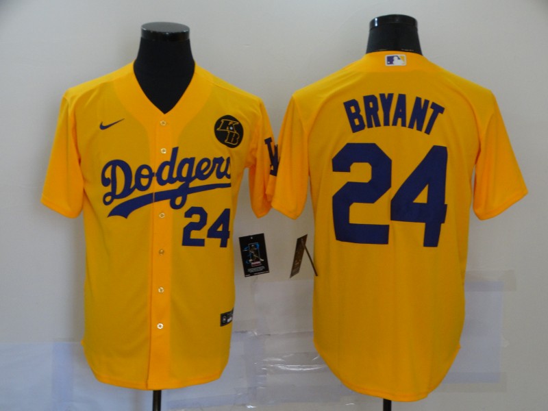 Los Angeles Dodgers Orange #24 Kobe Bryant 2020 KB Patch Cool Base Stitched Jersey