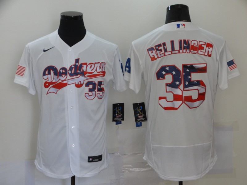 Los Angeles Dodgers White #35 Cody Bellinger 2020 2020 Stars Stripes Flex Base Stitched Jersey
