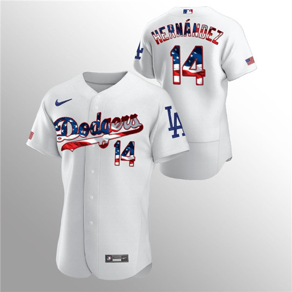 Los Angeles Dodgers White #14 Enrique Hernandez 2020 Stars Stripes Flex Base Stitched Jersey