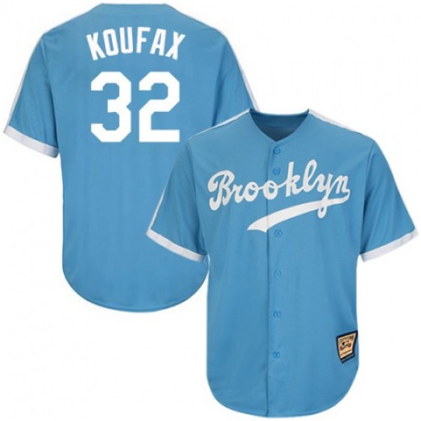 Los Angeles Dodgers #32 Sandy Koufax Blue Throwback Cool Base Stitched Jersey
