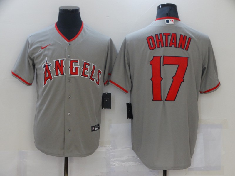 Los Angeles Angels White #17 Shohei Ohtani Grey Cool Base Stitched Jersey