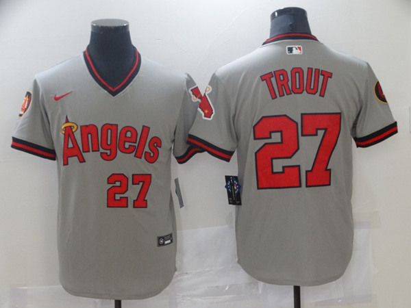 Los Angeles Angels White #27 Mike Trout 2020 Grey Cool Base Stitched Jersey