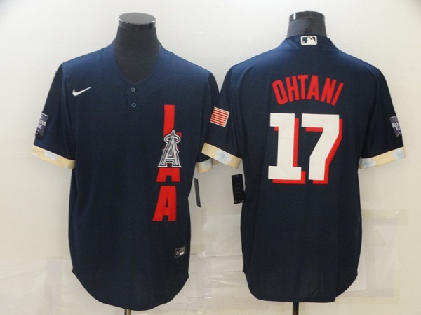 Los Angeles Angels #17 Shohei Ohtani 2021 Navy All-Star Cool Base Stitched Jersey