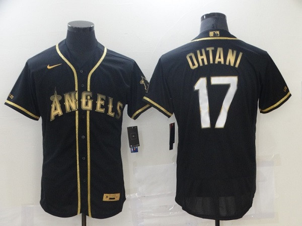 Los Angeles Angels #17 Shohei Ohtani 2021 Black Golden Edition Flex Base Stitched Baseball Jersey