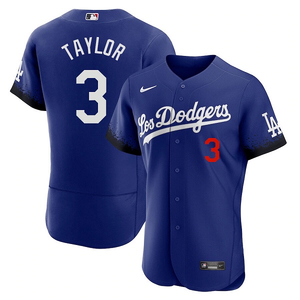 Los Angeles Dodgers #3 Chris Taylor 2021 Royal City Connect Flex Base Stitched Baseball Jersey