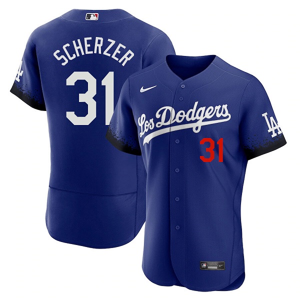 Los Angeles Dodgers #31 Max Scherzer 2021 Royal City Connect Flex Base Stitched Baseball Jersey